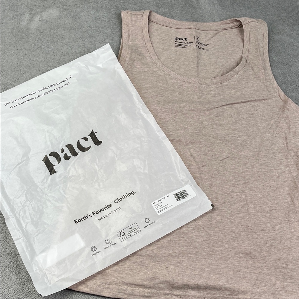 NEW PACT Women's Oat Heather Luxe Stretch Jersey Tank S